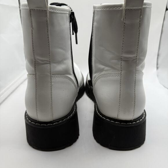 Madden Girl Kurrt White Lace Up Combat Boot Size 8.5 M Women’s Zipper - Picture 4 of 9